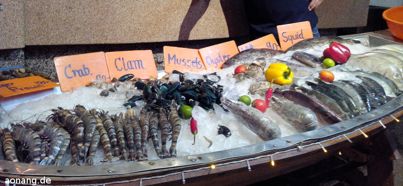 Seafood in der Fressgasse in Ao Nang